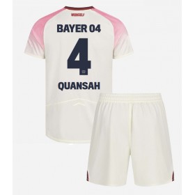 Dětské fotbalový komplet Bayer Leverkusen Jarell Quansah #4 Venkovní košile 2025-26 Krátkým Rukávem